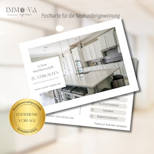 Agent immobilier de carte postale, conception de carte postale, modèle d'agent immobilier allemand, agent immobilier, modèles Canva, modèles LIEN