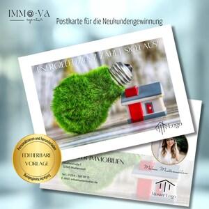 Postkarte Immobilienmakler, Neukundengewinnung, Immobilienmarketing, Immobilienmakler, Canva Vorlagen, VORLAGEN LINK CANVA