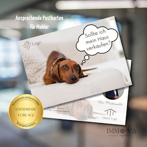 Postkarte Immobilienmakler, Postkarten Design, Immobilienmakler Template deutsch, Immobilienmakler, Canva Vorlagen, Vorlagen LINK