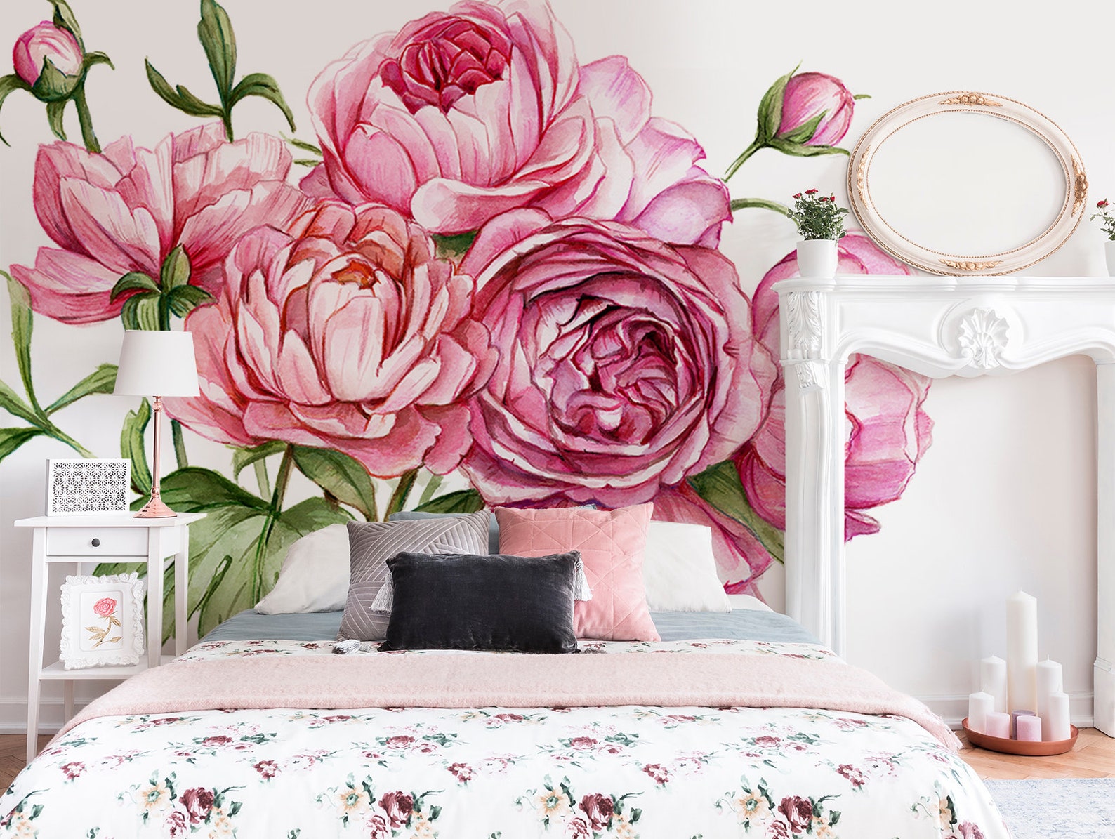 PINK PEONIES WALLPAPER, Peonies Mural, Wallpaper Peonies, Floral Wall ...