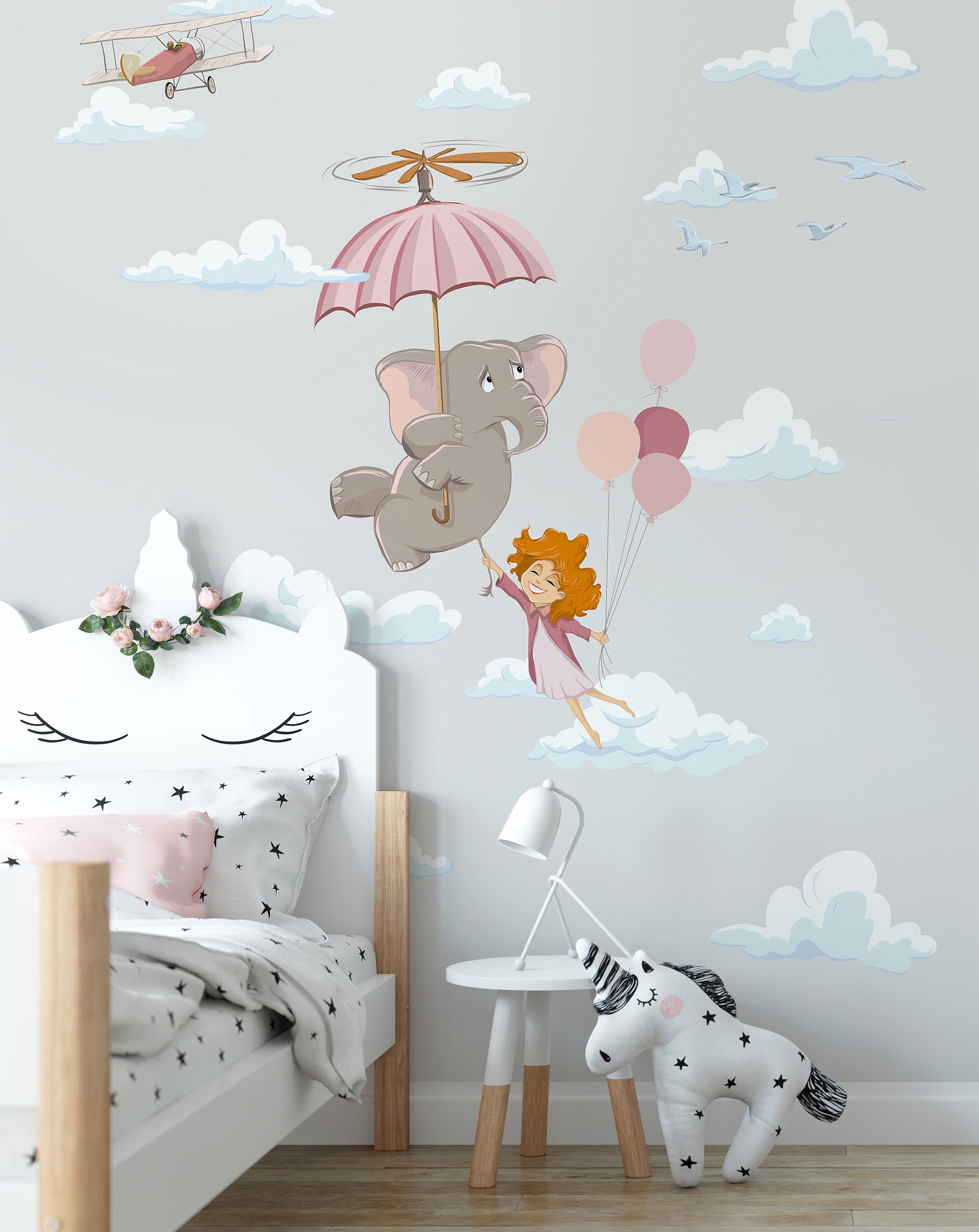 GAULAN 232118 - Papel pintado infantil para bebe de elefantes cometas y  nubes color tonos pastel para pared habitación infantil cuarto niño niña -  Rollo de 10 m x 0,53 m : : Bricolaje y herramientas