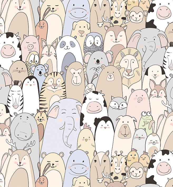 Children's Animal Wallpaper Children's Mural Zoo Etsy