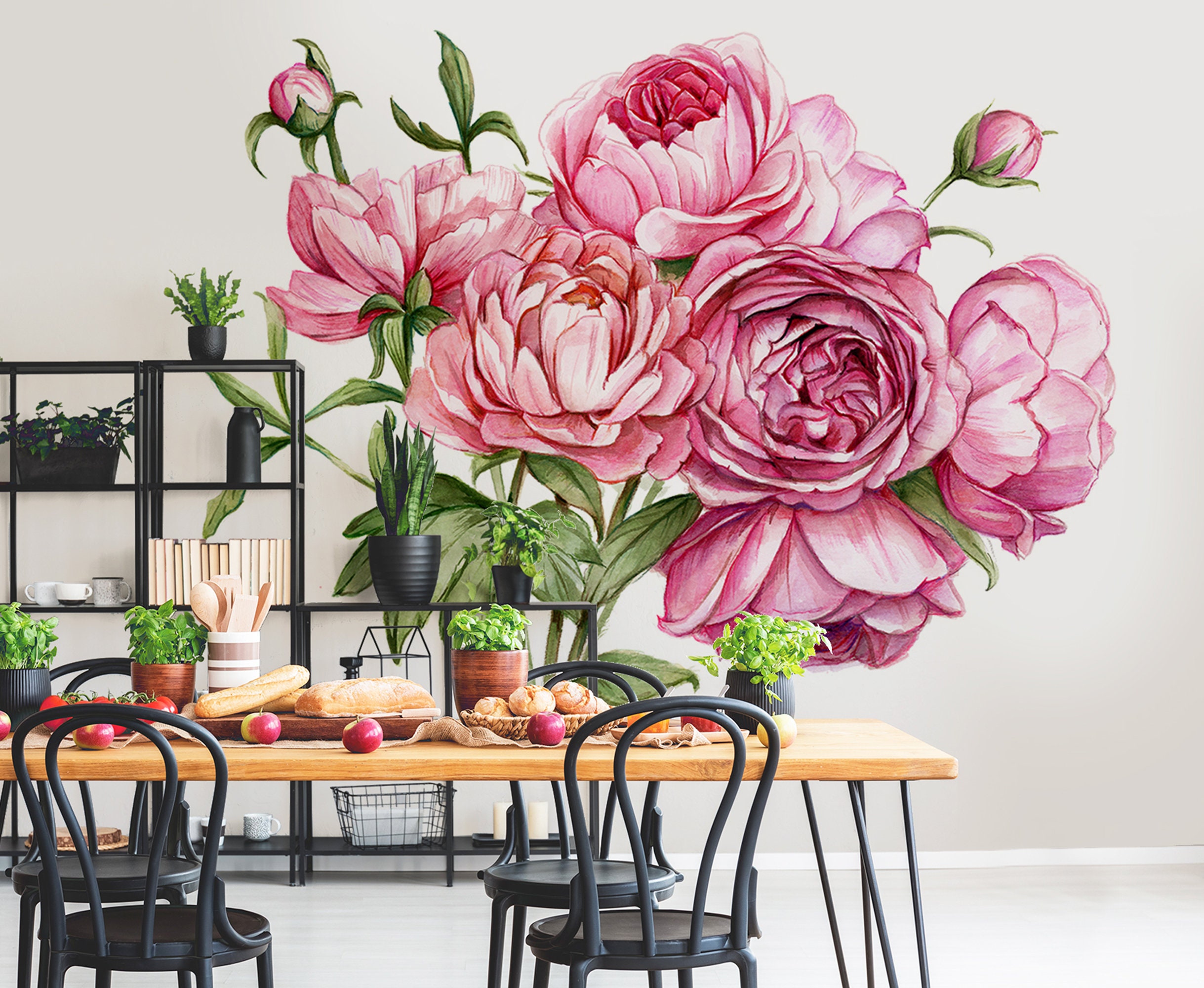 PINK PEONIES WALLPAPER, Peonies Mural, Wallpaper Peonies, Floral Wall ...
