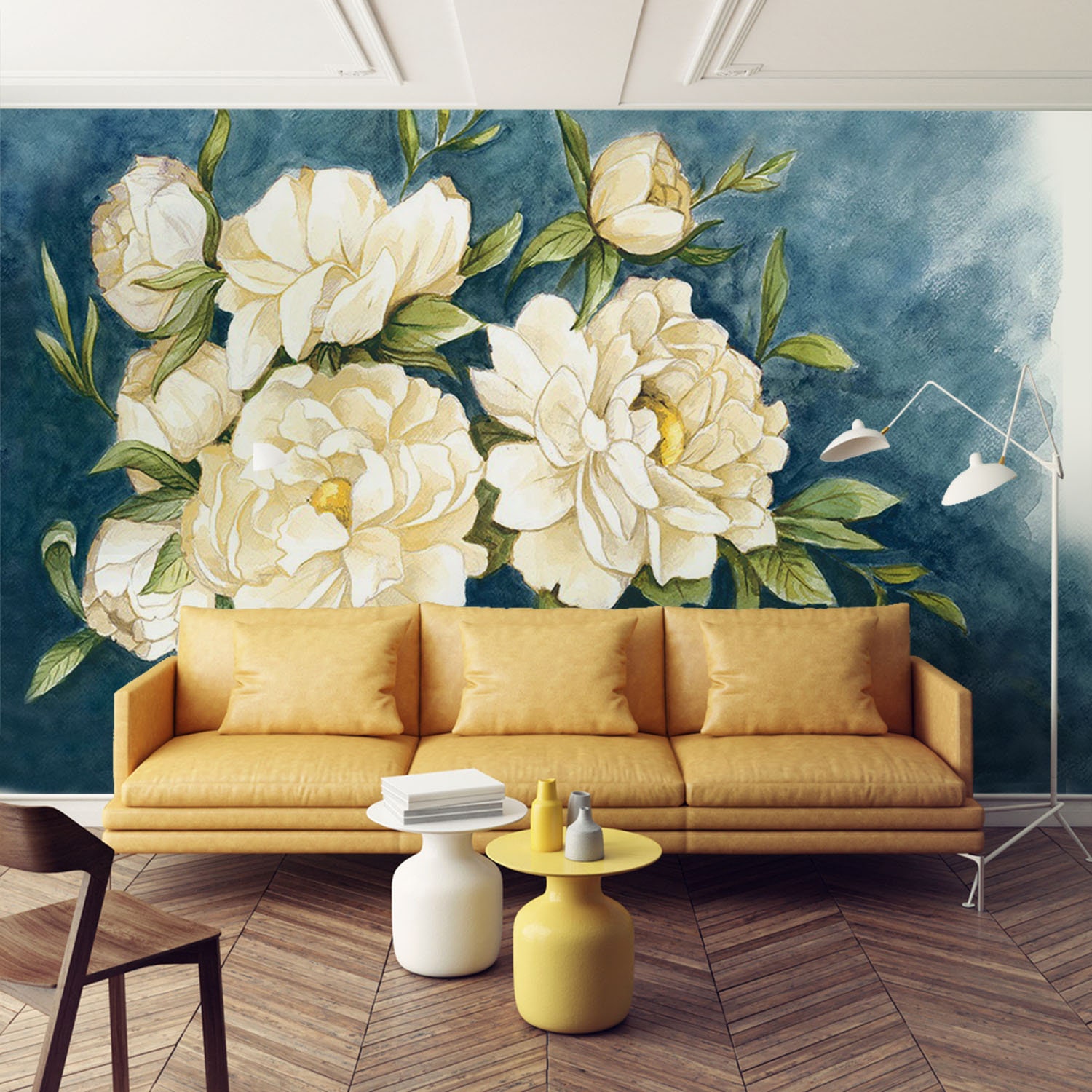 White Peonies Mural Peonies Wallpaper Mural of Peonies With | Etsy
