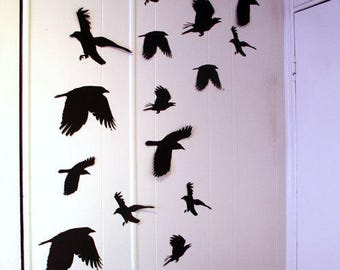 3D Wall Decor, Flying Ravens Wall Decor, Halloween Party Decorations, Custom Wall Art, Gothic Wall Art, Halloween Decorations, Black Crows