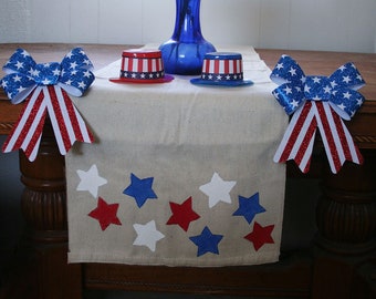 Table Runner, July 4th Table Runner, Patriotic Home Decor, Red White and Blue Table, 4th of July Home Decor, Rustic Home Decor, Home Decor