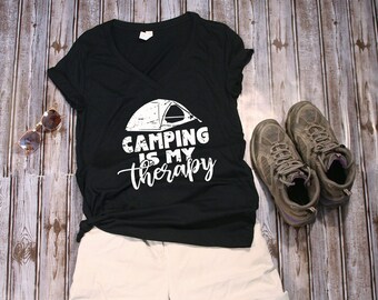 Camping Is My Therapy Shirt, Outdoor Lovers Shirt, Campers Shirt, Ladies Shirt, Kids Shirt, Mens Shirt, Outdoor Apparel, Camping Lovers