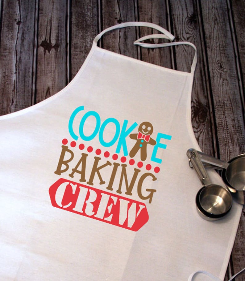 Cookie Baking Crew White Canvas Apron Funny Apron Christmas Etsy