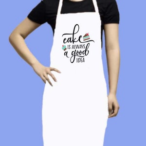 Cake Is Always A Good Idea White Canvas Apron. Funny Apron image 3
