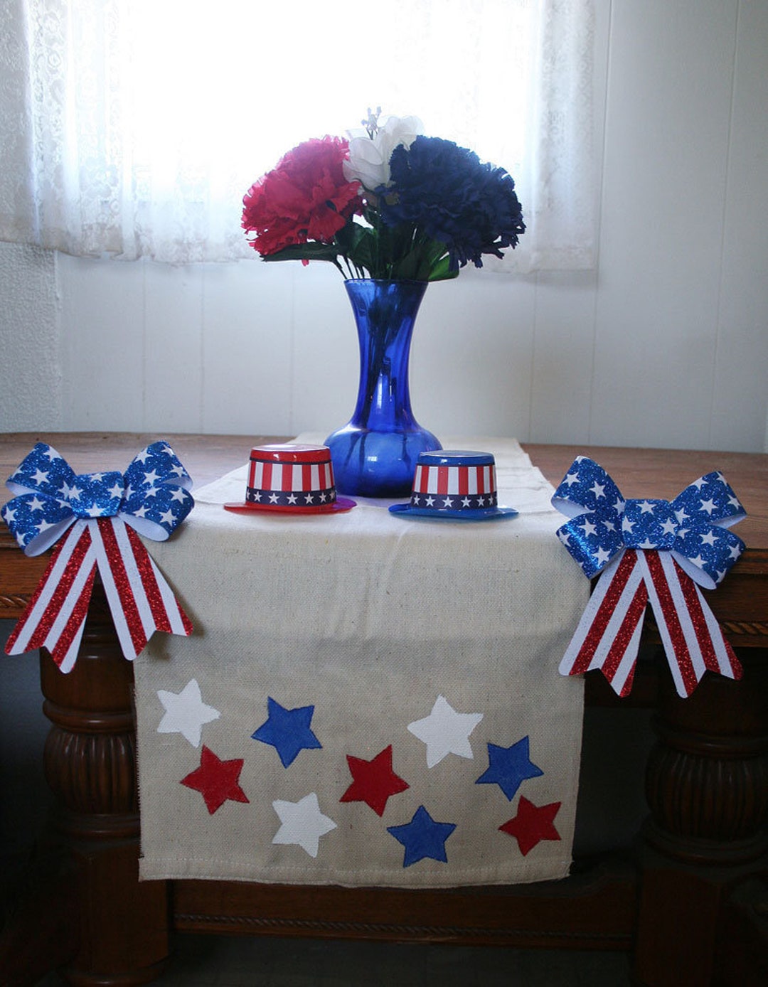 Table Runner, July 4th Table Runner, Patriotic Home Decor, Red White
