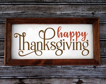 Happy Thanksgiving Sign, Farmhouse wall art, Farmhouse decor, framed farmhouse signage, bedroom signs, wedding gift, Thanksgiving decor