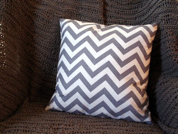 Grey Chevron Throw Pillow Decorative Pillow Grey Chevron Etsy