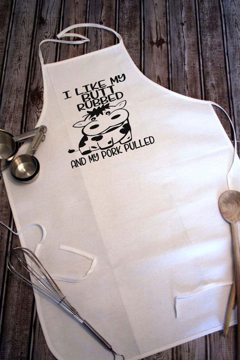 Funny Apron, I Like My Butt Rubbed and My Pork Pulled Apron, Professional Grade Apron, BBQ Gift, Fun Chefs Gift, Fathers Day Gift, Griller image 2