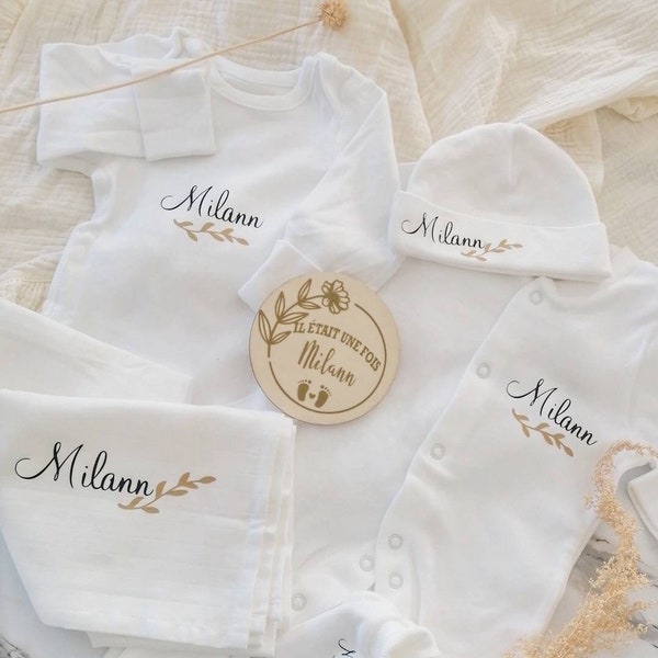 Pyjamas personnalisé. Cadeau bébé Coffret naissance bébé personnalisé. Vêtements en coton. Pyjamas enfant. Idée de cadeau naissance