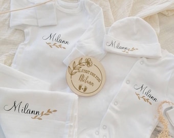 Pyjamas personnalisé. Cadeau bébé Coffret naissance bébé personnalisé. Vêtements en coton. Pyjamas enfant. Idée de cadeau naissance