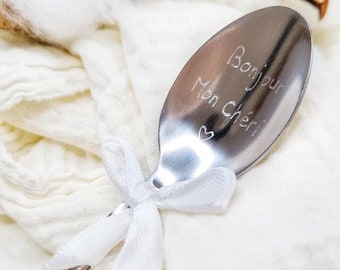 Personalized little spoon.papi.Pregnancy announcement, future dad.Witness request. Request godmother, godfather. Christmas Gift Idea. Wedding Gift