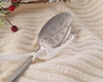 Petite cuillère Gravée personnalisée. Idée Cadeau Fête des mamies.  Demande témoin, mariage. Annonce grossesse.  Papa, maman. Fait main