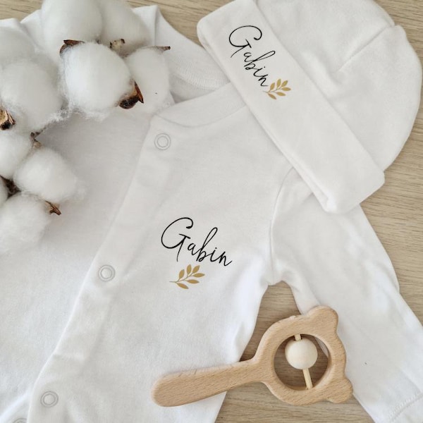 Pyjamas personnalisé. Cadeau bébé Coffret naissance bébé personnalisé. Vêtements en coton. Pyjamas enfant. Idée de cadeau naissance