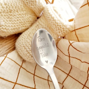 Future dad announcement. Personalized teaspoon. Pregnancy announcement. Godmother, godfather. Baptism, wedding, birthday gift. Engraving