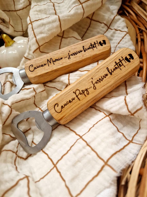 Abrebotellas De Madera Grabado Personalizado. Día Del Padre, Regalo De Cumpleaños Para Él 18º 21º 30º 40º 50º. Cualquier Año. Su Texto Grabado Con Láser - España