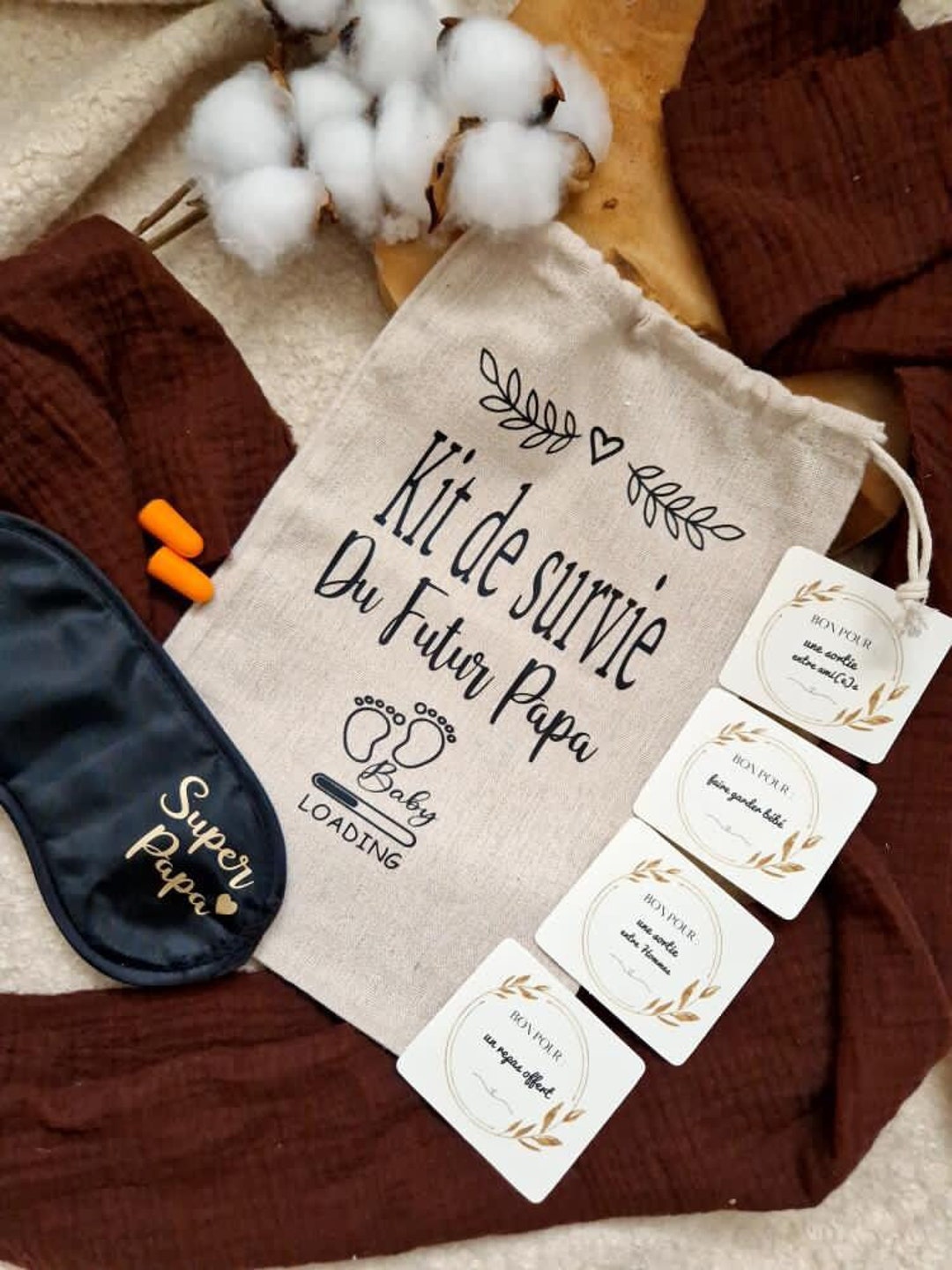 Annonce futur papa. Pochon Kit de survie futur papa. Annonce grossesse,  cadeau Future maman. Idée cadeau surprise. Maternité. Baby shower. -   France