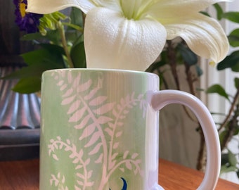 Fern Gully #1 - Mint and Blue Handmade Original Art Mug from Luna Variabilis, Co.