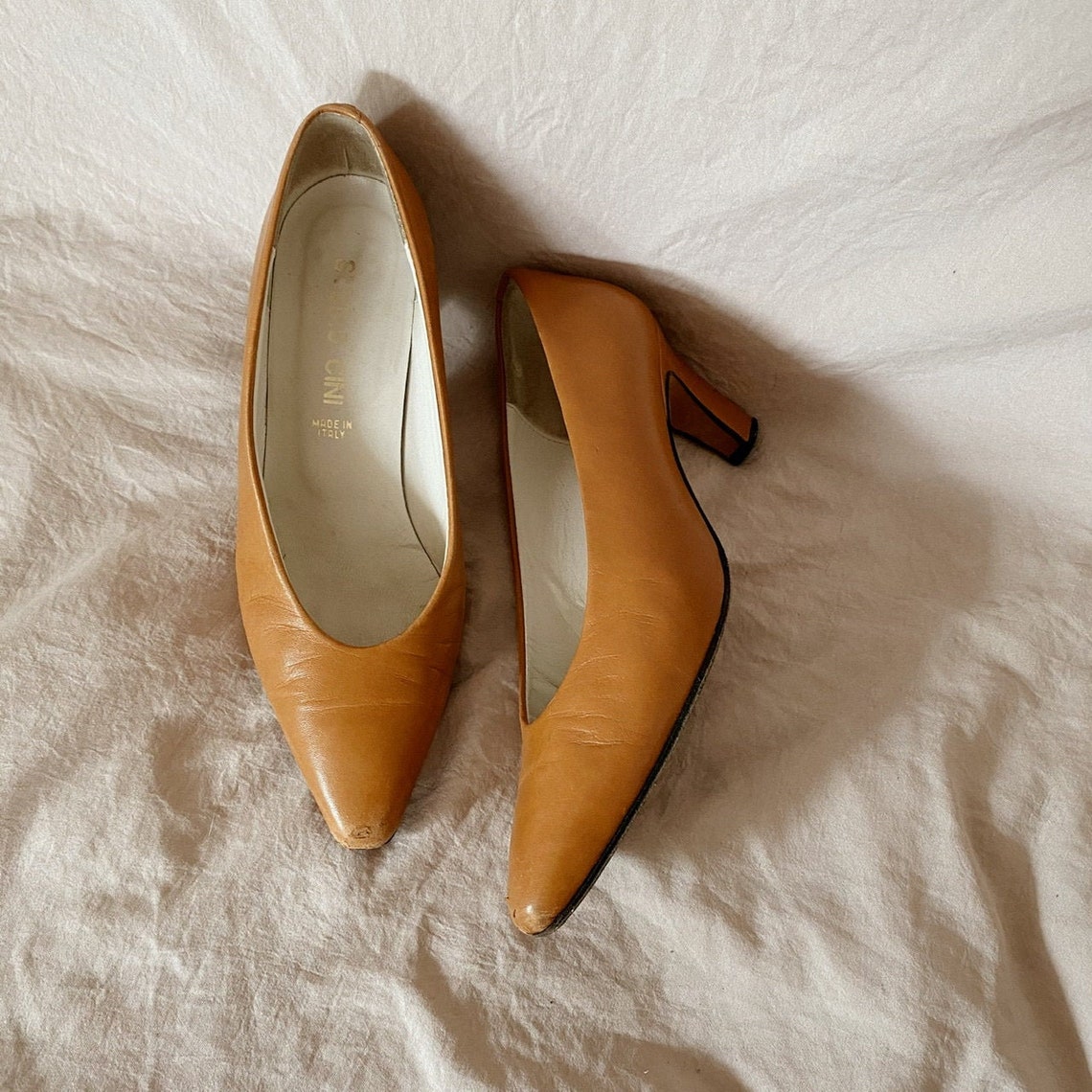 Vintage Italian Cognac Pumps Etsy