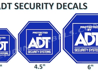 Adesivo con logo blu ADT per telecamera di sicurezza domestica, porta, finestra, resistente ai raggi UV