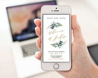 electronic save the date card calendar rose gold yellow gold etsy electronic save the date card