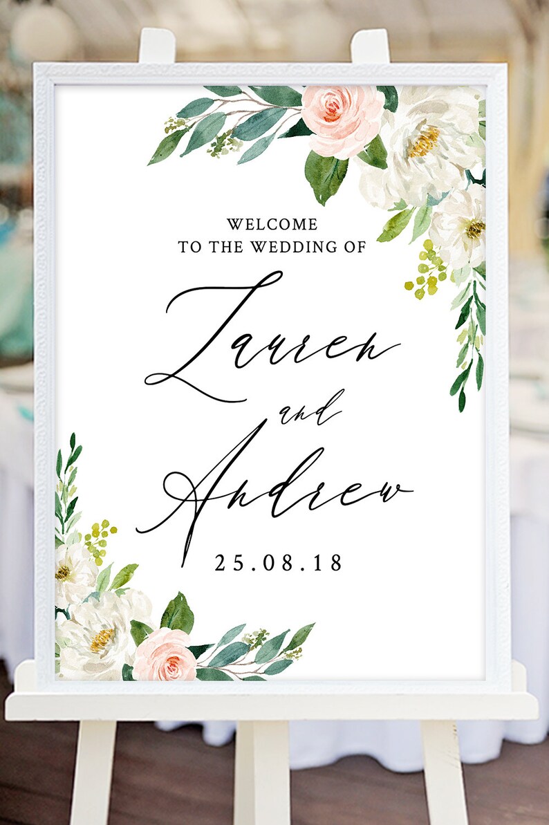 Floral Welcome sign I Wedding sign roses I Editable welcome sign template I Roses signI Wedding receptionI Printable sign I Templett ETHR