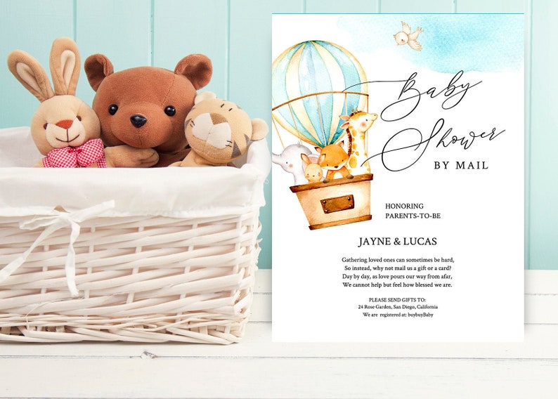 Baby Shower by Mail Invitation for Boys. Hot Air Balloon With Etsy