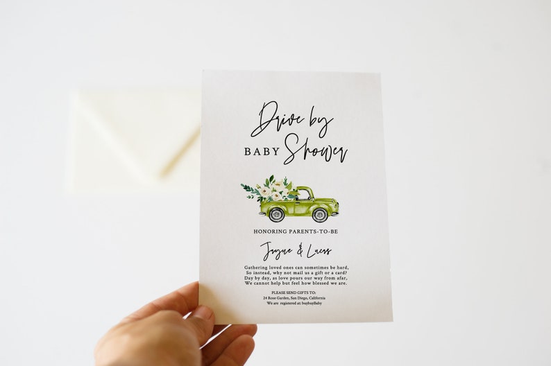 Drive by Baby Shower Invitation for Boys. Printable Baby Etsy