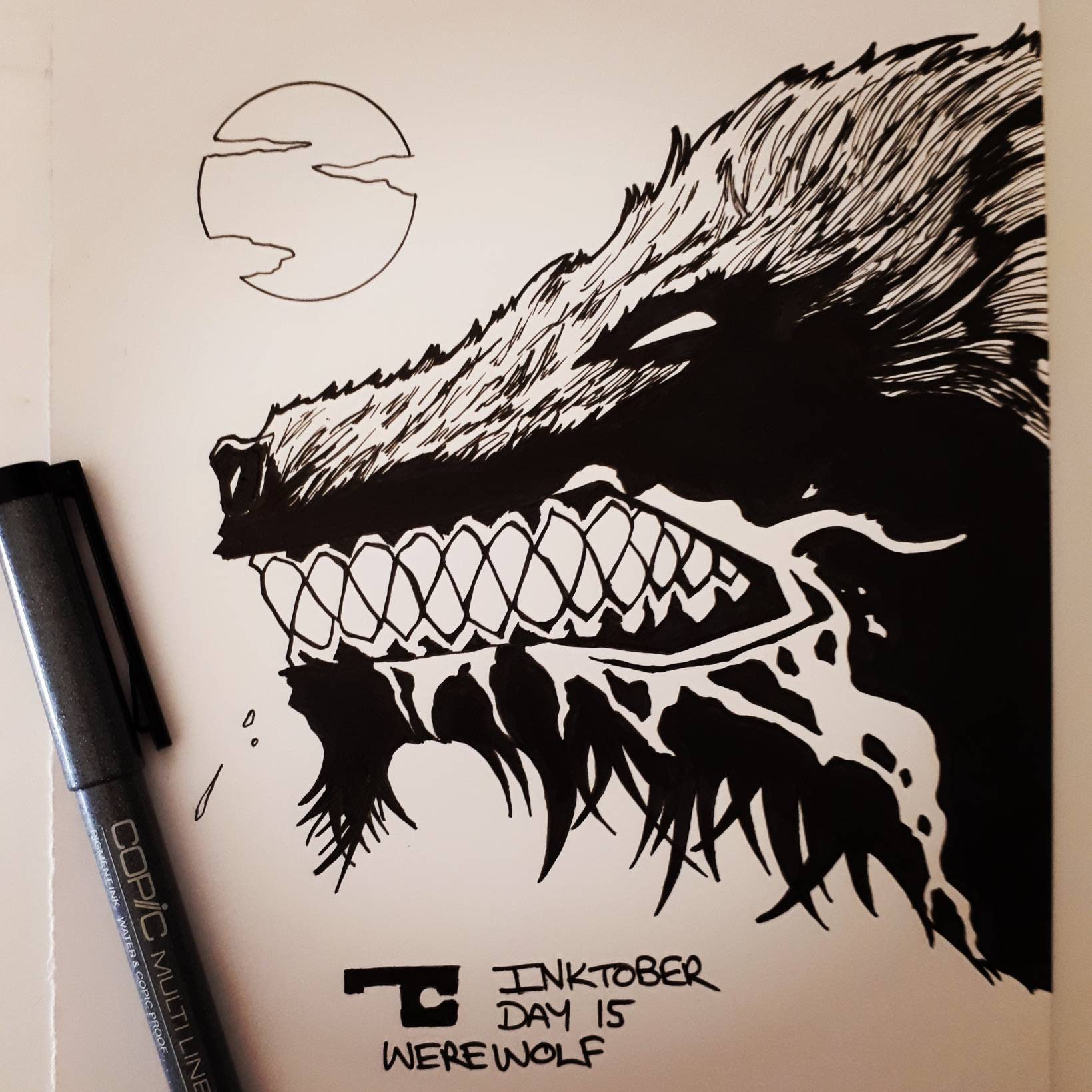 Werewolf Original Art Ink Drawing Inktober 2017 Day 15 A5 | Etsy