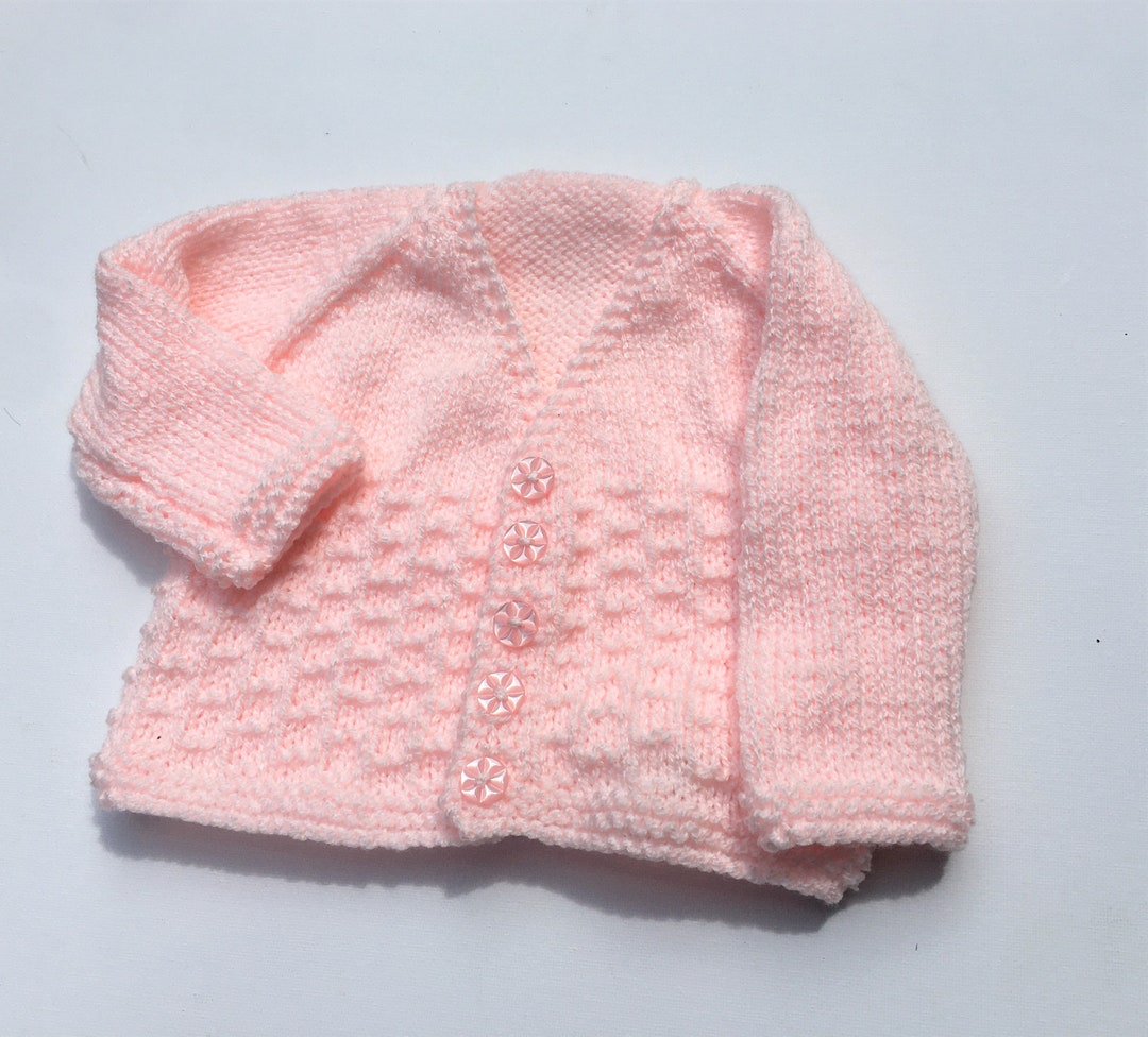Baby Pink Cardigan, Hand Knit, 03 Months Etsy UK