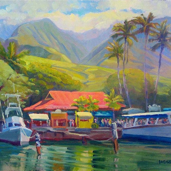 Lahaina Boat Tours, Maui. A matted print with Free Shipping!