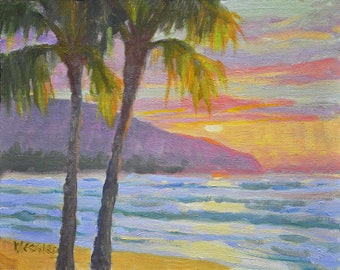 Haleiwa Sunset, Oahu. A matted print