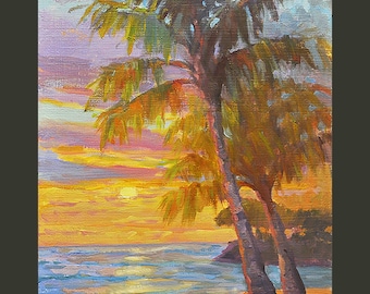 Waikiki Sunset. A matted print with Free shipping