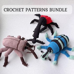 Crochet Weevil Pattern Bundle – Acorn, Blue, Giraffe Weevil Amigurumi (3 PDF Patterns)