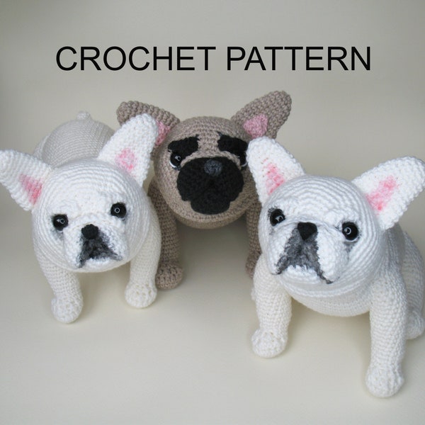 Patron au crochet bouledogue français, fichier PDF en anglais