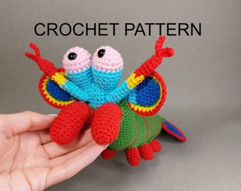 Mantis Shrimp Crochet Pattern, PDF file in English language, Mantis Shrimp Amigurumi tutorial