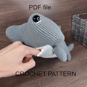 Hammerhead Shark Amigurumi Crochet Pattern, PDF file in English