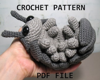 Modèle au crochet Roly Poly Pill Bug, fichier PDF en anglais