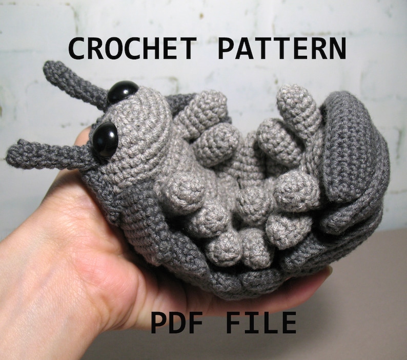 Roly Poly Pill Bug Crochet Pattern, PDF File in English Language image 1