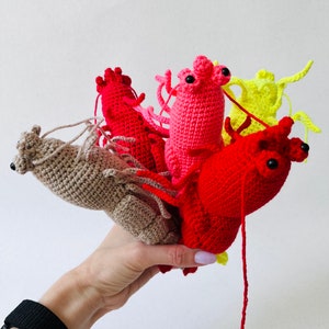 Crochet lifelike Shrimp, Prawn Pattern, PDF file in English language image 2