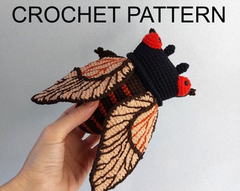 Cicada Crochet Pattern, Cicada Amigurumi Tutorial, Cicada Toy, Crochet Insect