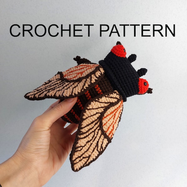 Cicada Crochet Pattern, Cicada Amigurumi Tutorial, Cicada Toy, Crochet Insect