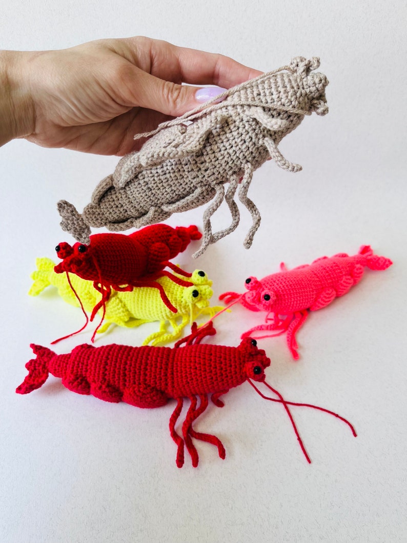 Crochet lifelike Shrimp, Prawn Pattern, PDF file in English language image 9