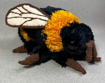 Fuzzy Bumblebee Plush, Crocheted