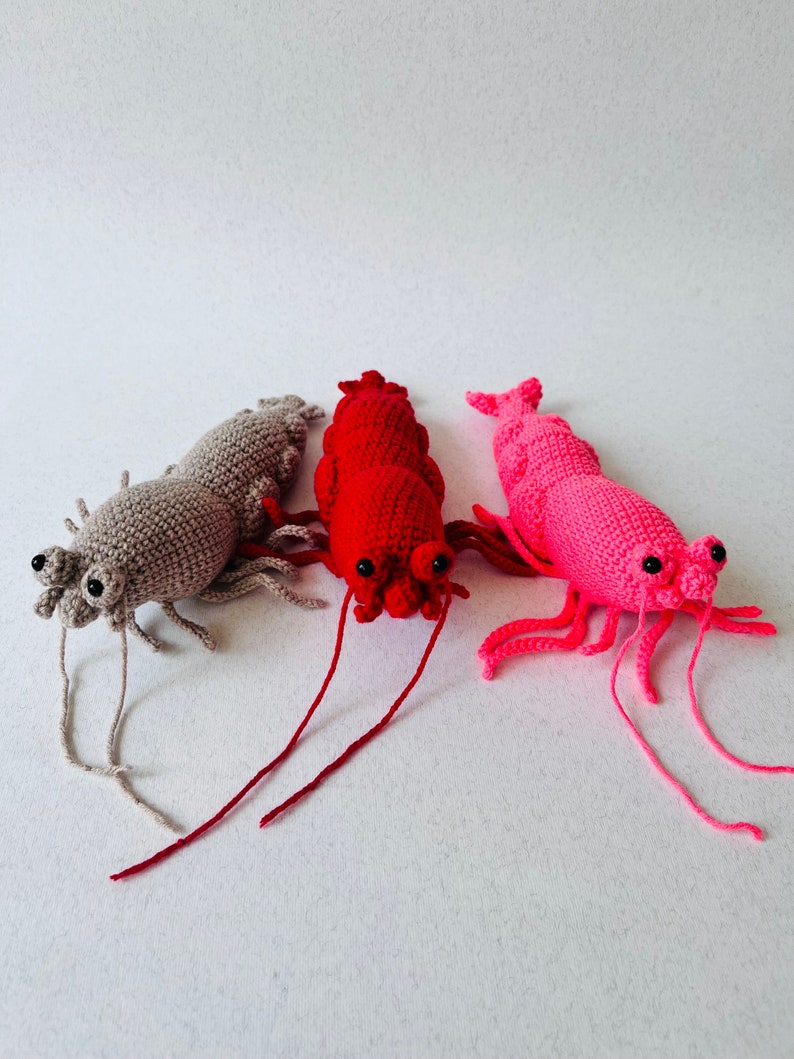 Crochet lifelike Shrimp, Prawn Pattern, PDF file in English language image 8