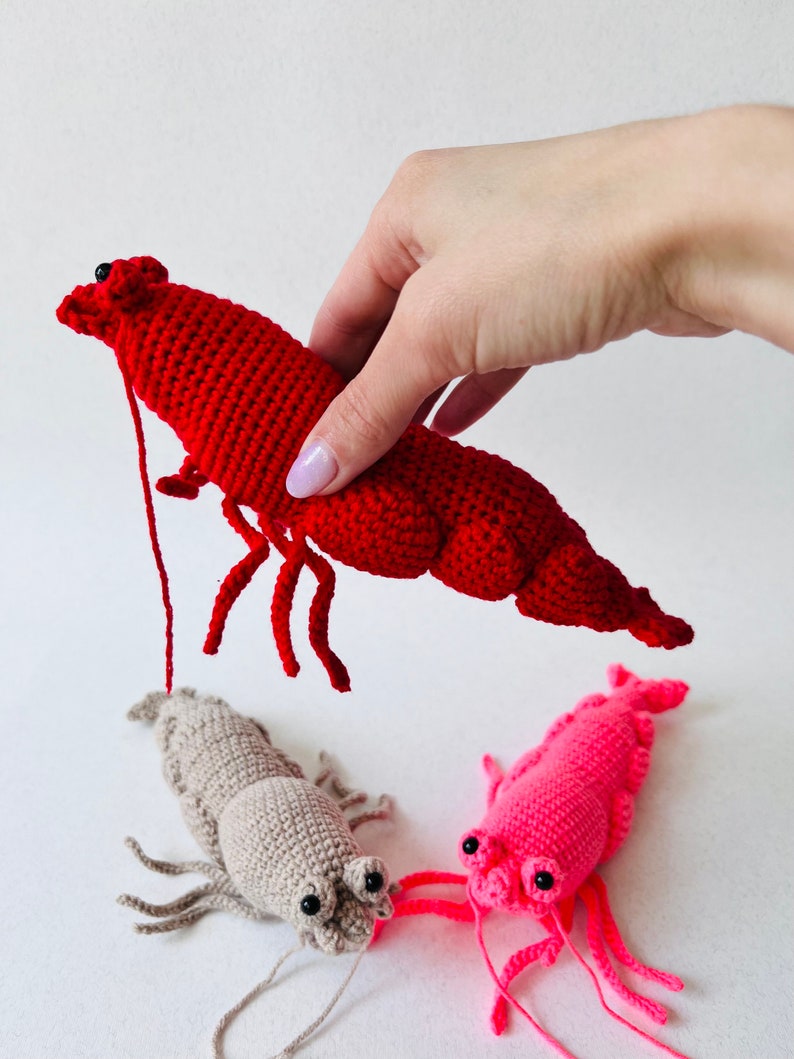 Crochet lifelike Shrimp, Prawn Pattern, PDF file in English language image 7